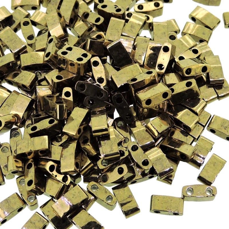 Miyuki Half Tila 2 Hole Rectangle Beads 5x23mm Dark Bronze 78 Grams