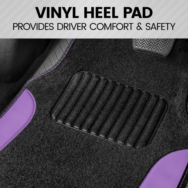 BDK PolyPro Purple Car Seat Covers Full Set with 4-Piece Car Floor Mats - Two-Tone Fits Most Seat Covers for Cars with Carpet Floor Mats, Seat Protector Interior Accessories for Auto Truck SUV - Image 3