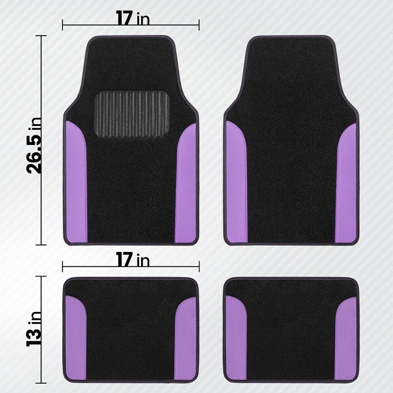 BDK PolyPro Purple Car Seat Covers Full Set with 4-Piece Car Floor Mats - Two-Tone Fits Most Seat Covers for Cars with Carpet Floor Mats, Seat Protector Interior Accessories for Auto Truck SUV - Image 4