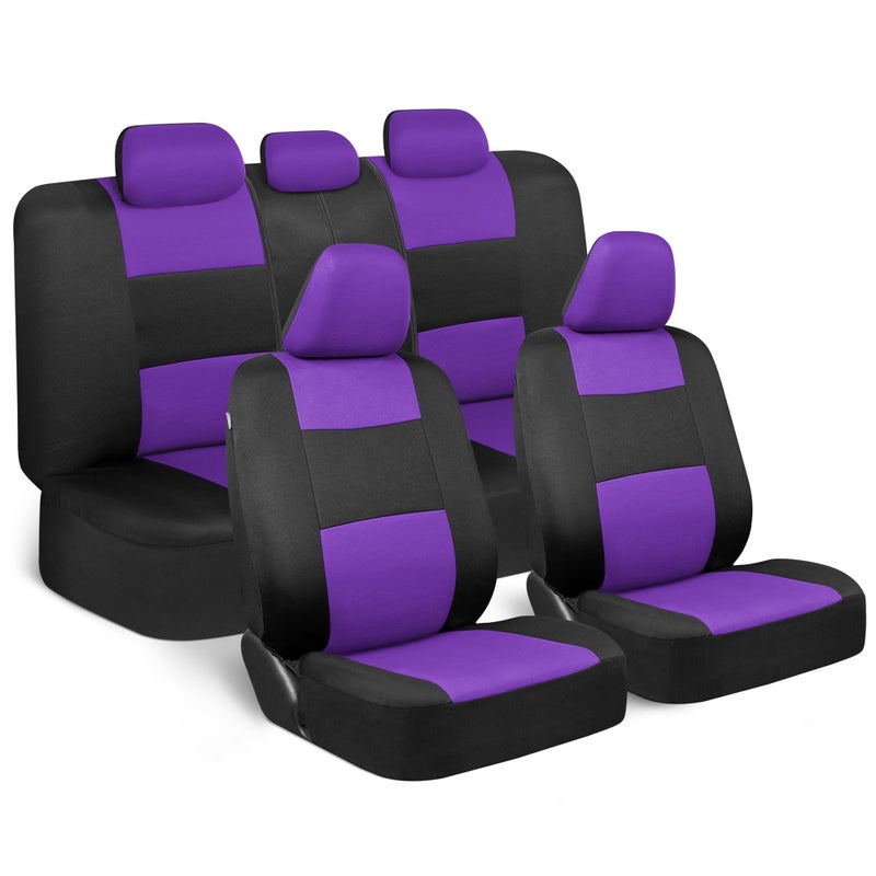 BDK PolyPro Purple Car Seat Covers Full Set with 4-Piece Car Floor Mats - Two-Tone Fits Most Seat Covers for Cars with Carpet Floor Mats, Seat Protector Interior Accessories for Auto Truck SUV - Image 5