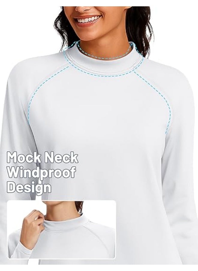 Women's Thermal Shirts Mock Turtle Neck Long Sleeve Undershirt Fleece Warm Athletic Tops Winter Base Layer - Image 2