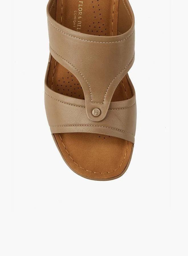 Flora Bella By Shoexpress BEIGE Flora Bella Solid Slip-On Sandals With Block Heels for Women | Best Price UAE