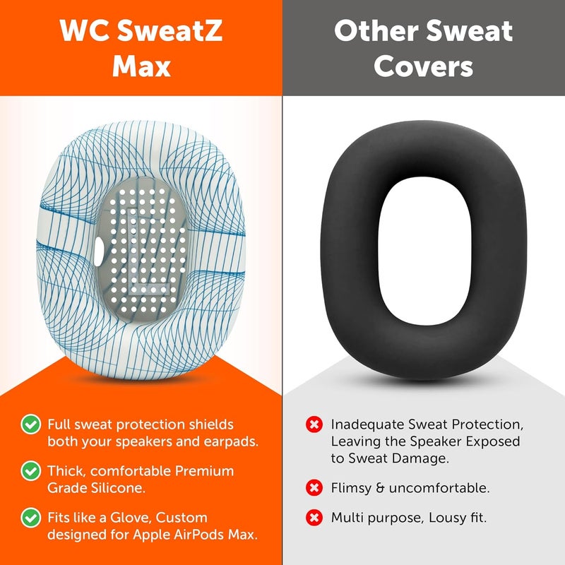 WC SweatZ Max - Patented Protective Ear Pads for Airpods Max Made by Wicked Cushions | Sweatproof and Easily Washable | Full Ear Pads Against Sweat | Ivory Tide - Image 4