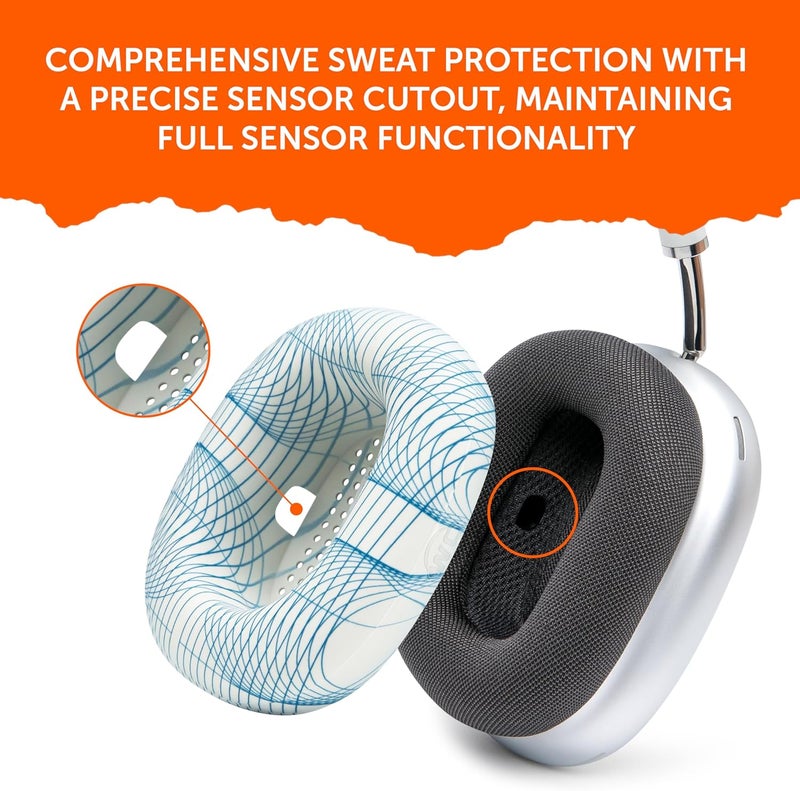 WC SweatZ Max - Patented Protective Ear Pads for Airpods Max Made by Wicked Cushions | Sweatproof and Easily Washable | Full Ear Pads Against Sweat | Ivory Tide - Image 5