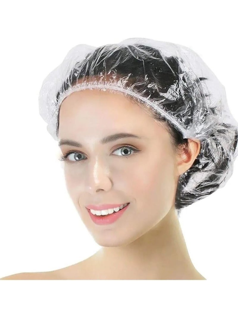 30pcs Disposable Shower Caps, Transparent Travel Shower Caps, Large Plastic Hair Caps for Women Home Hotel Use Large Size - Image 1