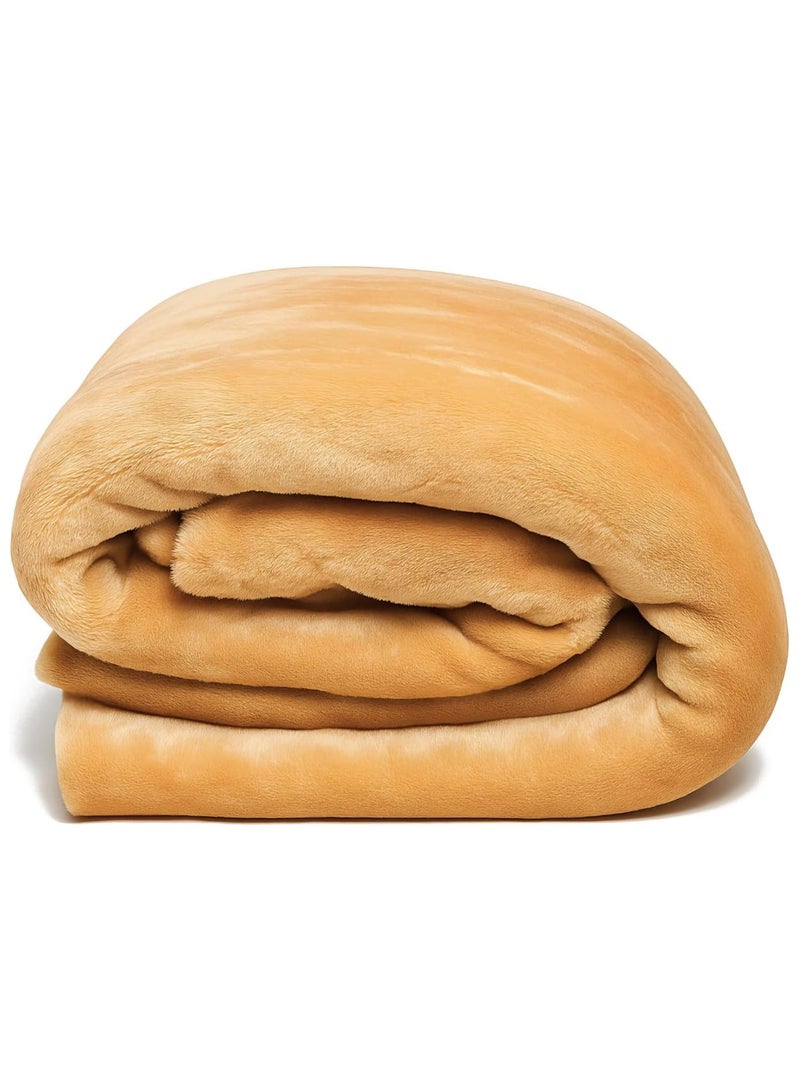 فابينني بطانية سرير فردية من قطعتين، مصنوعة من صوف الألياف الدقيقة، بوزن 280 جرام لكل متر مربع، ناعمة للغاية وناعمة كالحرير، مقاس 150 × 200 سم، لون بيج/أرجواني - Image 2