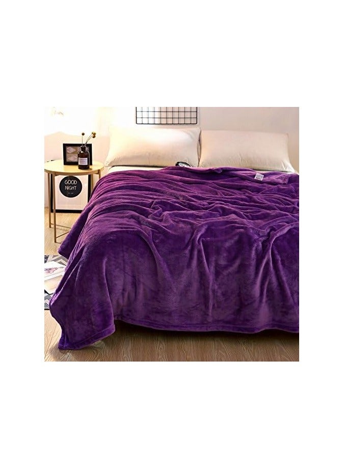 فابينني بطانية سرير فردية من قطعتين، مصنوعة من صوف الألياف الدقيقة، بوزن 280 جرام لكل متر مربع، ناعمة للغاية وناعمة كالحرير، مقاس 150 × 200 سم، لون بيج/أرجواني - Image 3