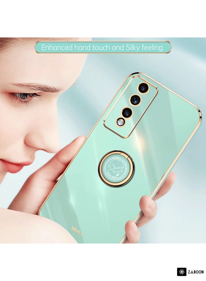 Green Tiger For Honor 80 GT 5G XINLI Straight Edge 6D Electroplate TPU Phone Case with Ring Holder(Black) - Image 4