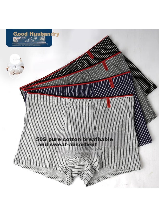 Good Man Visit Men's Cotton Cool Feeling Antibacterial Underwear High-end Boxer Briefs Loose Plus Size Wide-angle Short Underpants - Image 1