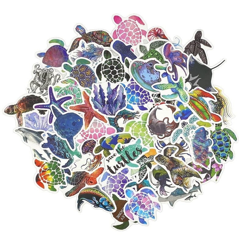 Aowplc 100 Pcs Ocean Animal Stickers, Waterproof Vinyl Sea Life Sticker Pack - Image 3