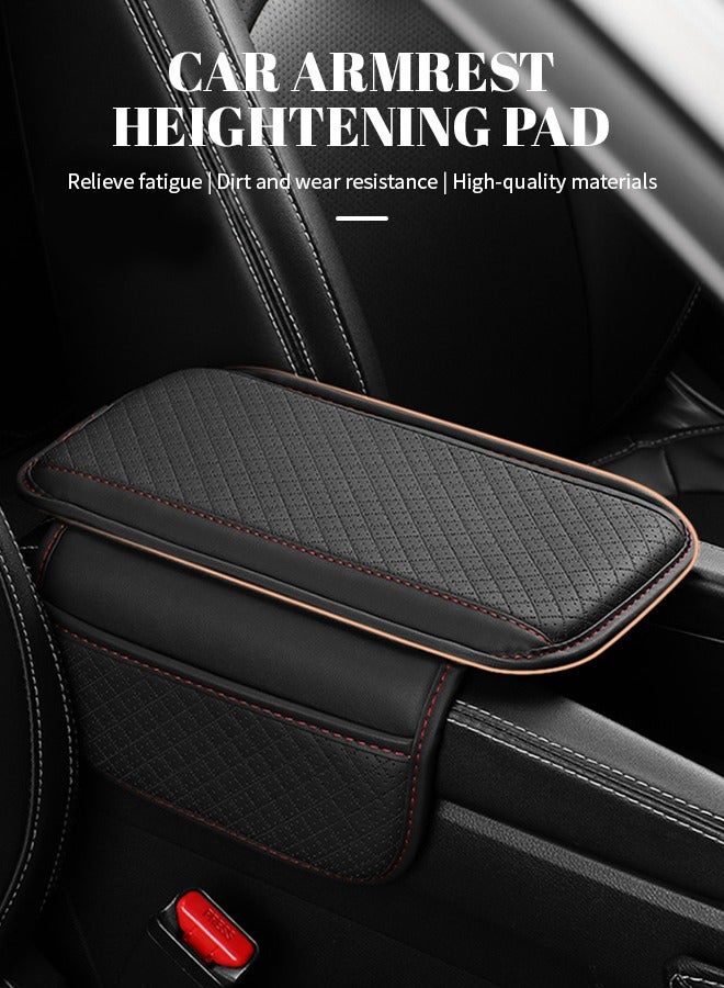 Generic Universal Car Armrest Pad With Storage Pocket Leather Center Console Box Protection Cover Increase Pad Car Antifouling Anti Scratch Armrest Box Protector Cover  - Image 2