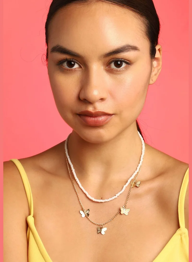 SOHI Gold Plated Beads Necklace