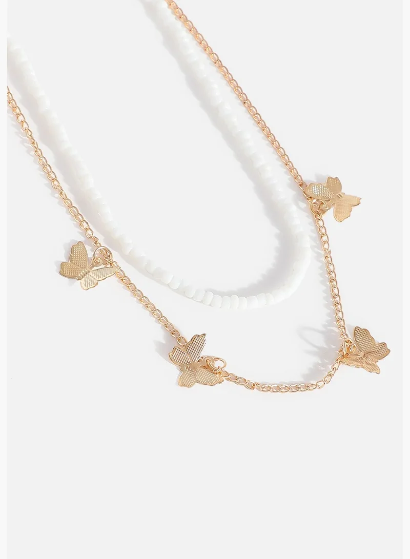 SOHI Gold Plated Beads Necklace