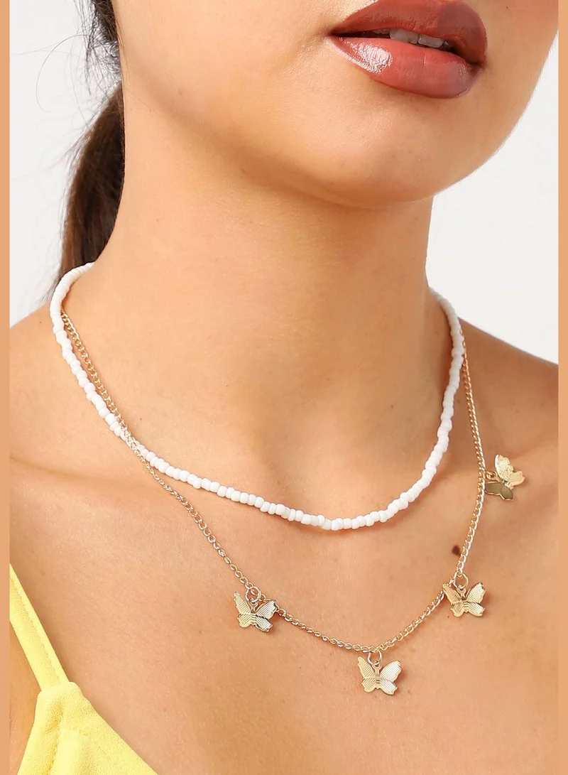 SOHI Gold Plated Beads Necklace