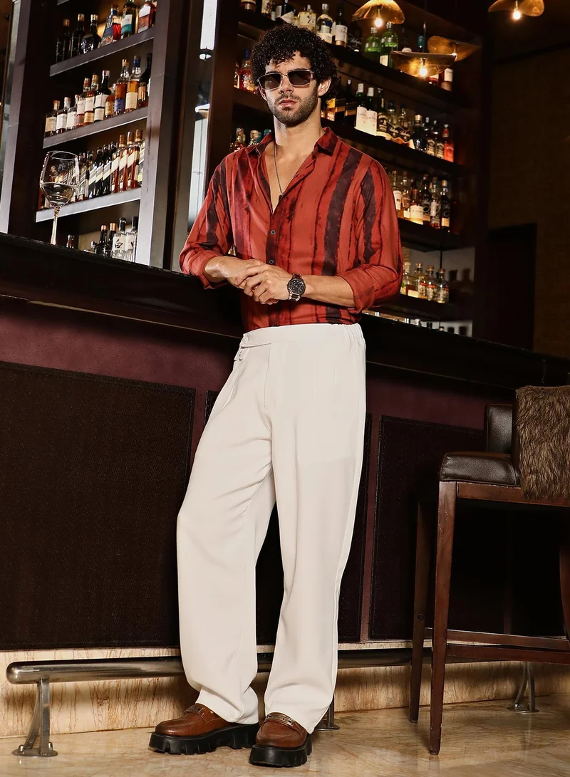 CAHOOT  Men's Burnt Sienna Dark-Tone Brushed Shirt for Men | Best Price UAE