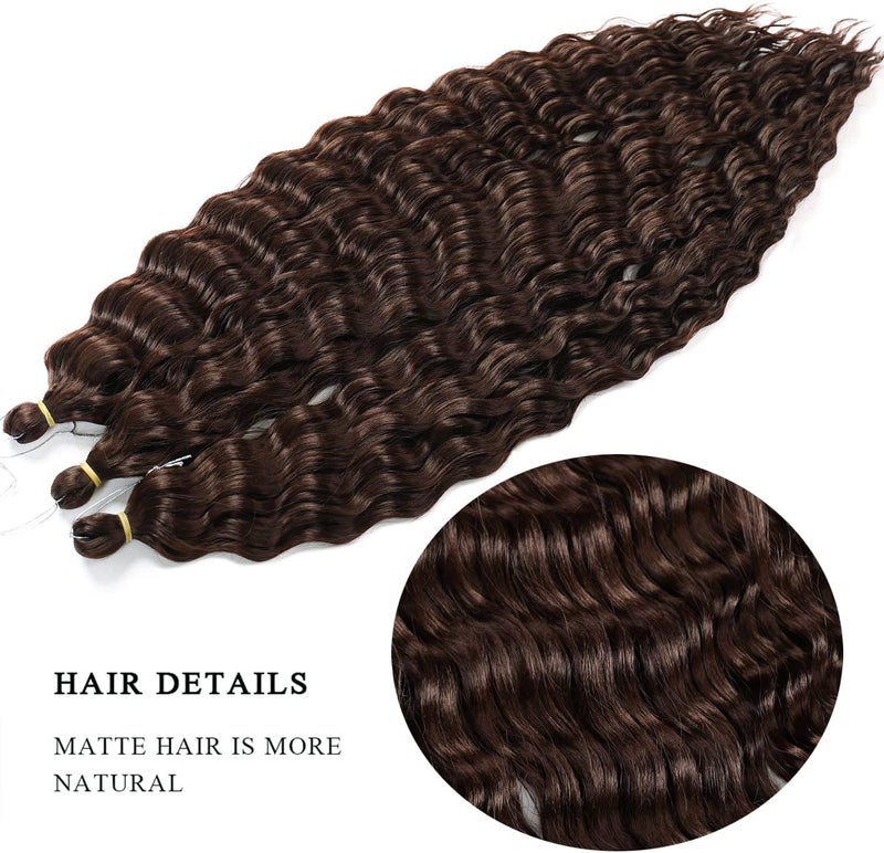 MAYSA Ocean Wave Crochet Hair Wavy Crochet Hair 22 inch Curly Crochet Synthetic Hair Extensions 6packs #4Brown - Image 3