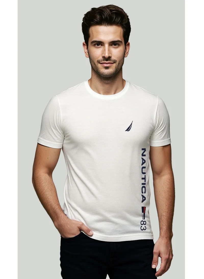 نوتيكا تيشيرت قطن سادة بقصة عادية برقبة دائرية