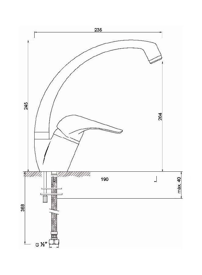 BURG Single Lever Sink Mixer Silver - Image 2