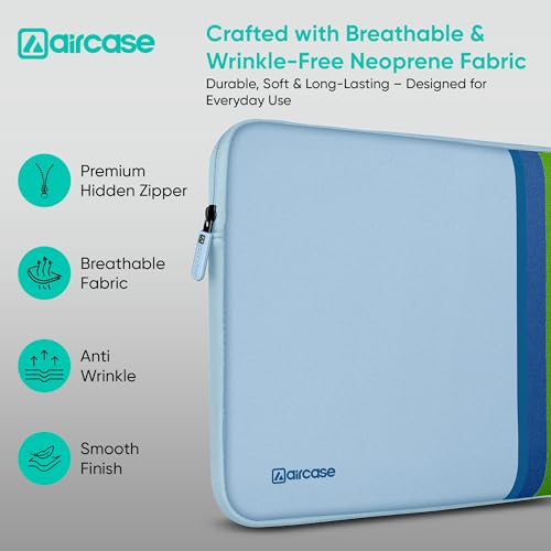 AirCase Protective Laptop Bag Sleeve fits Upto 15.6" Laptop/MacBook, Wrinkle Free, Padded, Water Resistant Light Neoprene case Cover Pouch, for Men & Women, Aqua Blue - Image 5