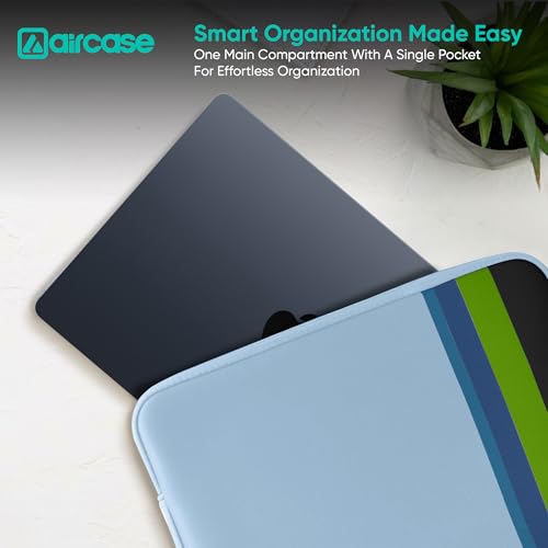 AirCase Protective Laptop Bag Sleeve fits Upto 15.6" Laptop/MacBook, Wrinkle Free, Padded, Water Resistant Light Neoprene case Cover Pouch, for Men & Women, Aqua Blue - Image 3