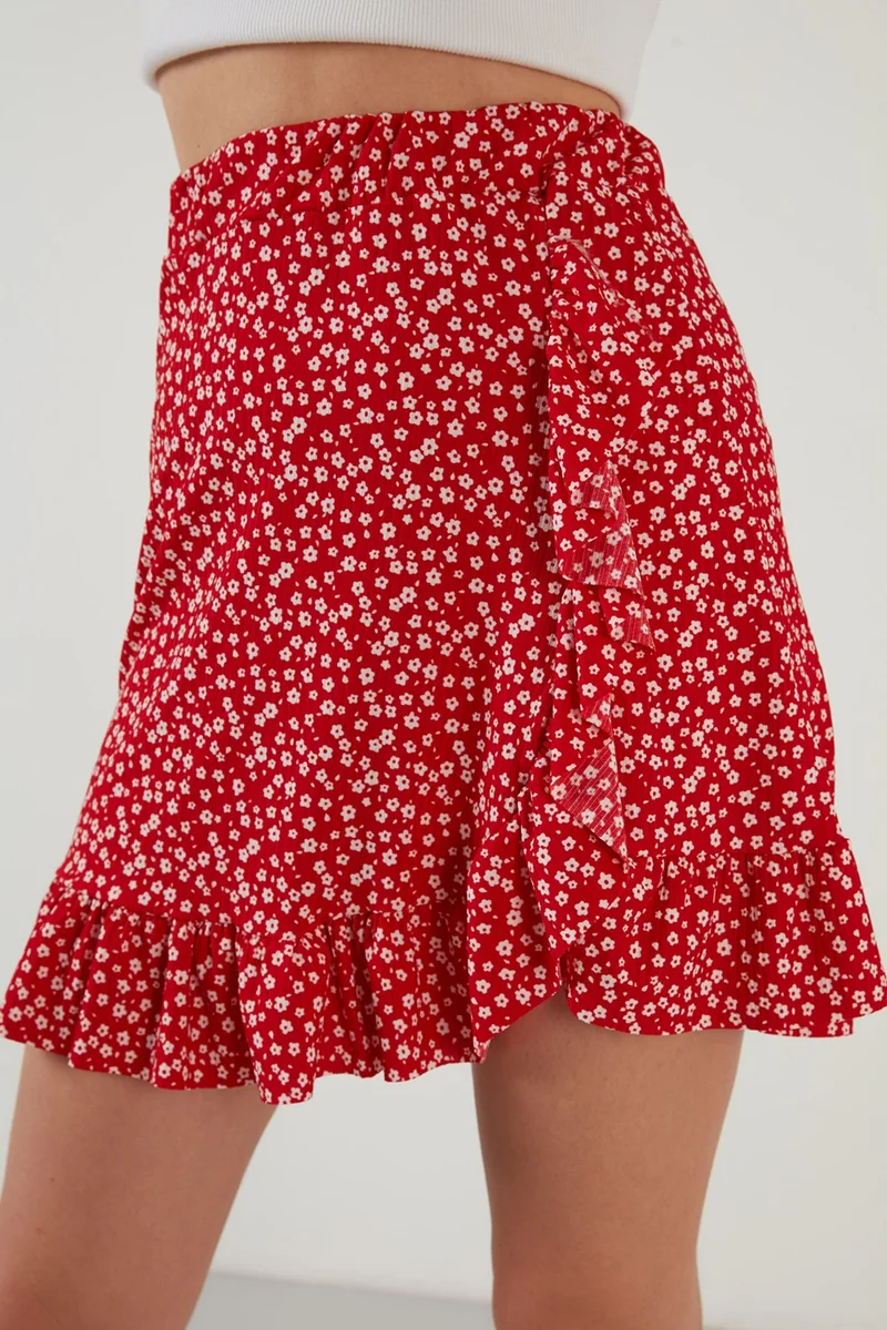 Lela Patterned Flounce High Waist Skirt Women's Skirt 5864152