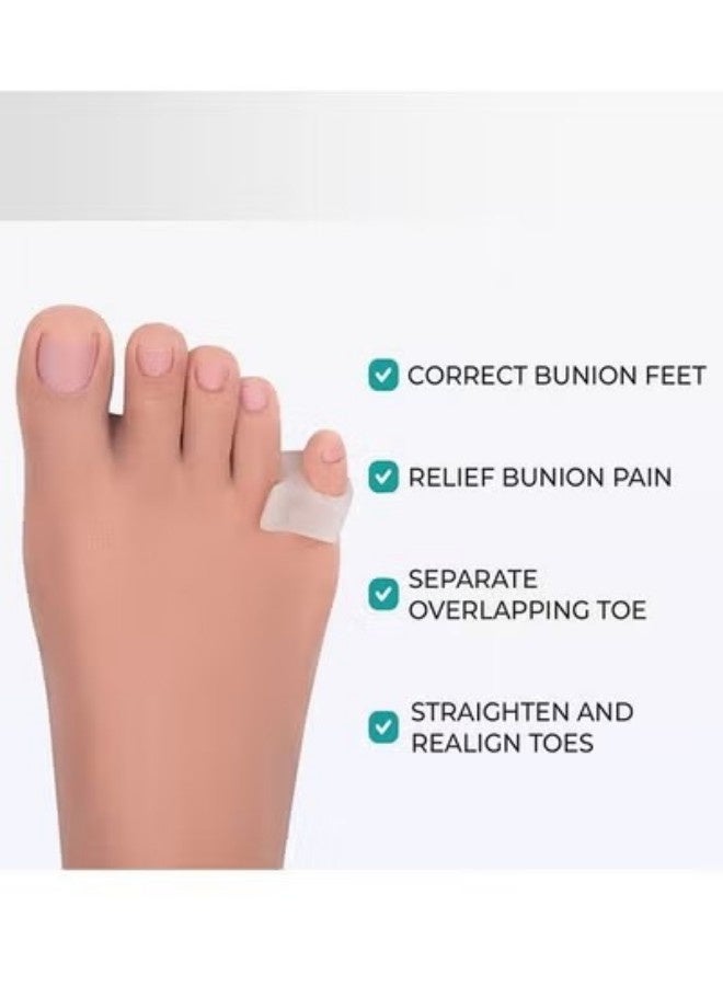 8 Piece Toe Spacers for Men and Women, Soft and Comfortable Fit for the Toes, Correction of Crooked Toes Bunion Braces and Bunion Relief, Suits for Overlaps, Hallux Valgus, Yoga - White - Image 2