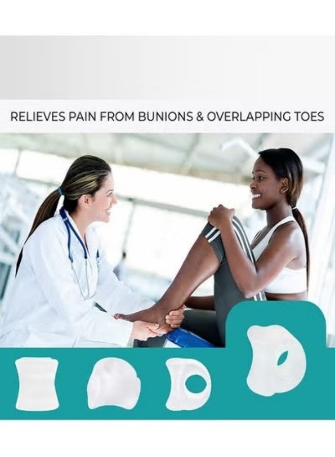 8 Piece Toe Spacers for Men and Women, Soft and Comfortable Fit for the Toes, Correction of Crooked Toes Bunion Braces and Bunion Relief, Suits for Overlaps, Hallux Valgus, Yoga - White - Image 4