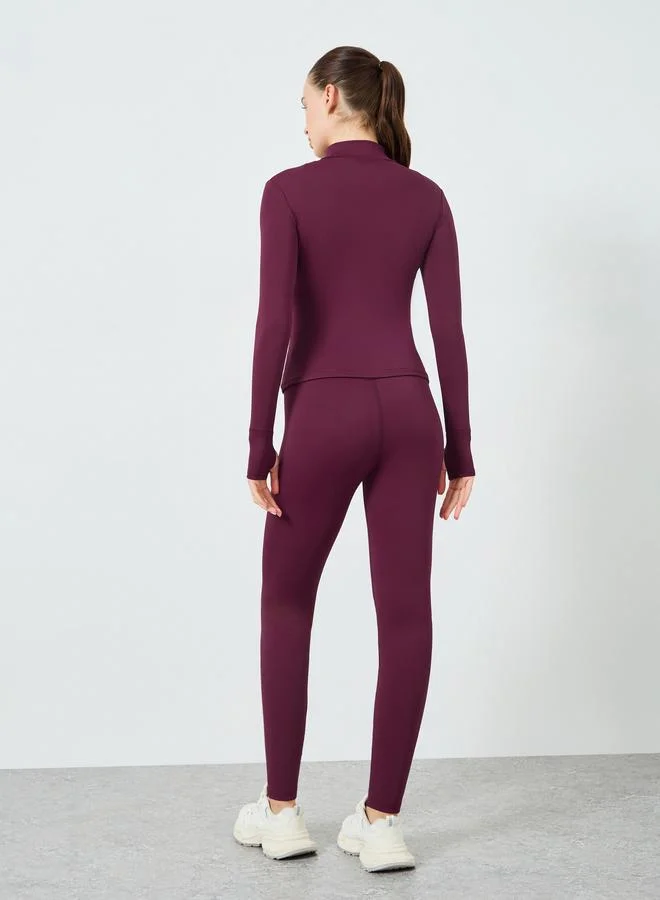 Styli Active  Pack of 3 - Low Back Sports Bra and Zip-Up Jacket with Leggings for Women | Best Price UAE