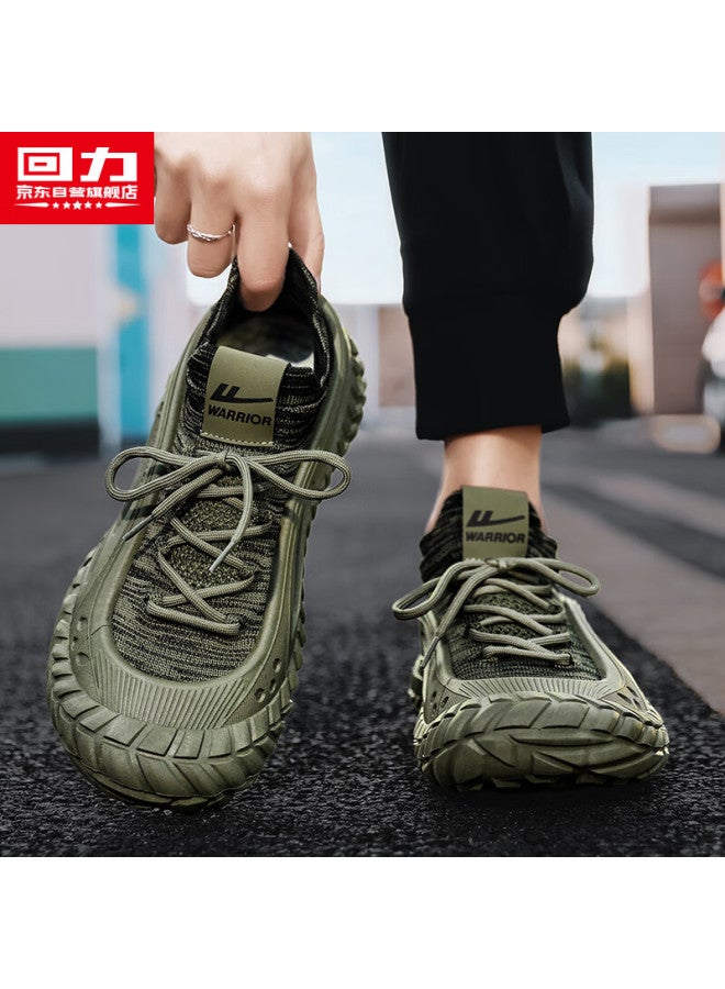 Warrior Official Men's Sports Shoes Men's Autumn New Trendy Breathable Socks Shoes Army Green Size 39