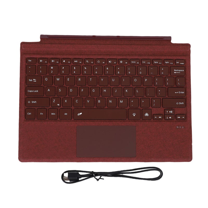 Wireless Keyboard For Surface Pro Wine Red 7 Color Backlit Large Touchpad - Comfortable Typing Magnetic Attraction Portable Bluetooth Keyboard for Travel Work Leisure - Image 1