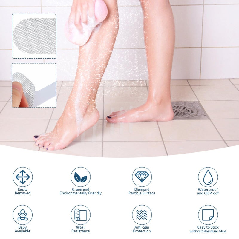 FlyCoco Non Slip Bathtub Stickers 24PCS Clear Traceless Waterproof Adhesive Decals with Scraper Tool, Safety Anti Slip Strips for Home Kitchen Shower Floor Bath Tub Stairs Ladders(Transparent) - Image 3