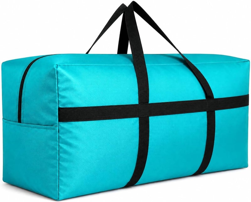DoYiKe Extra Large Storage Duffle Bag with Zippers and Handles, Big Foldable Duffle Bag for Travel, Turquoise, xlarge - 38"l x 11.8"w x 23"h, Home - Image 1