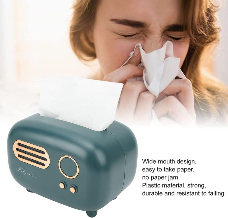 JAMBUVANTI Jenibri Retro Radio Model Tissue Box Facial Tissue Dispenser Box Napkin Organizer Vintage Paper Towel Cover Holder Paper Box Holder Countertop Desktop Decoration for Home Office Kitchen (Red) - Image 4
