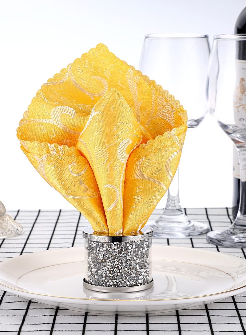 Sliver Napkin Rings Set, Sparkly Glass Napkin Holder with Metal Frame for Holiday, Metal Ring for Dinner Party, Wedding Decor, Table Decorations (4 Pcs)  - Image 3