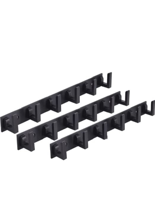Deeplax blk Flora Heavy Duty 6 Pin Bathroom Cloth Hooks, Door Hanger, Wall Hooks Rail for Hanging Clothes and Keys, Bathroom Accessories (Black Glossy Color Coating Finish, Pack of 3) - Image 1