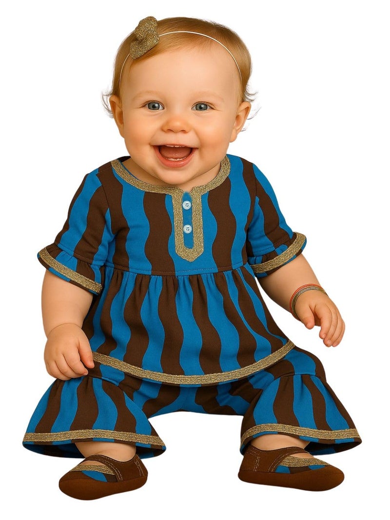 A.T.U.N. (ALL THINGS UBER NICE) Baby Girls Printed Kurti and Sharara Set | Stylish Clothing Set - Image 1