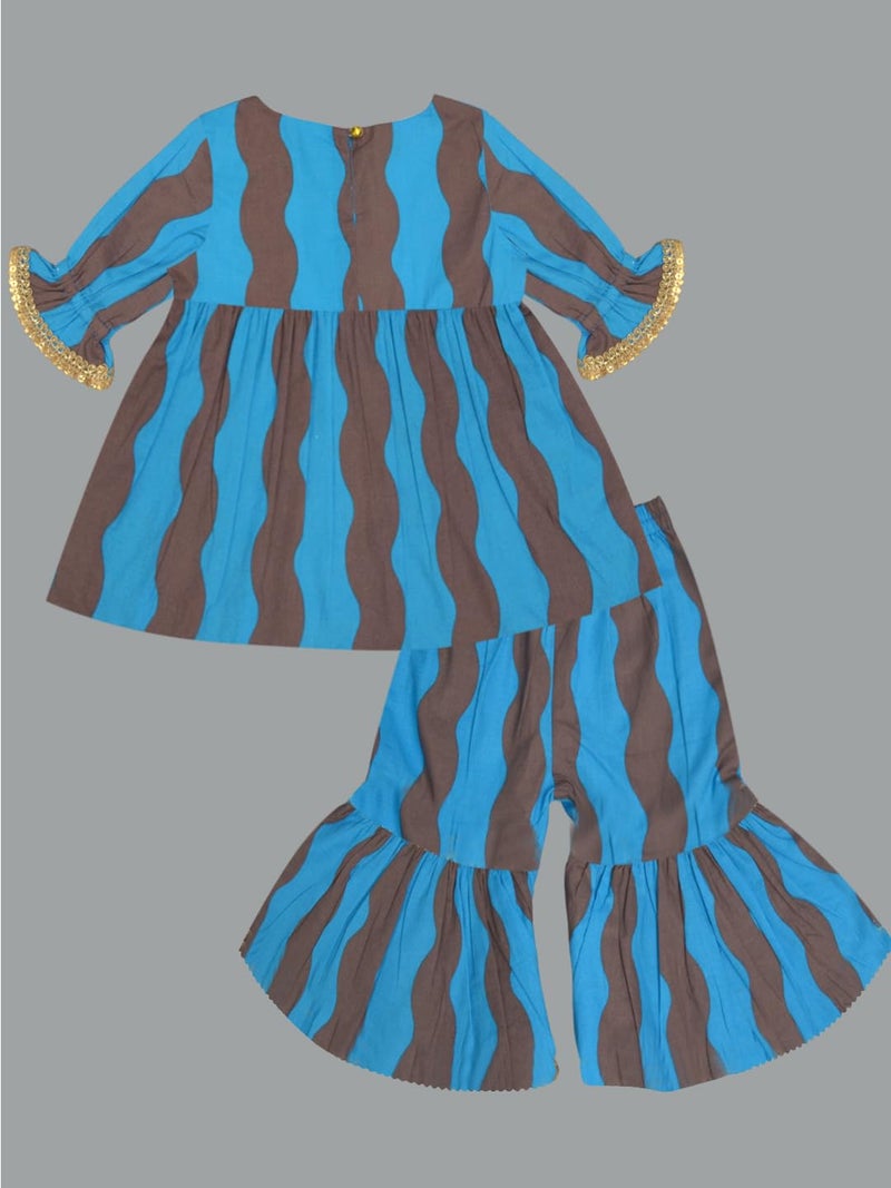 A.T.U.N. (ALL THINGS UBER NICE) Baby Girls Printed Kurti and Sharara Set | Stylish Clothing Set - Image 4