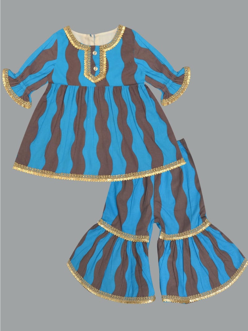 A.T.U.N. (ALL THINGS UBER NICE) Baby Girls Printed Kurti and Sharara Set | Stylish Clothing Set - Image 3