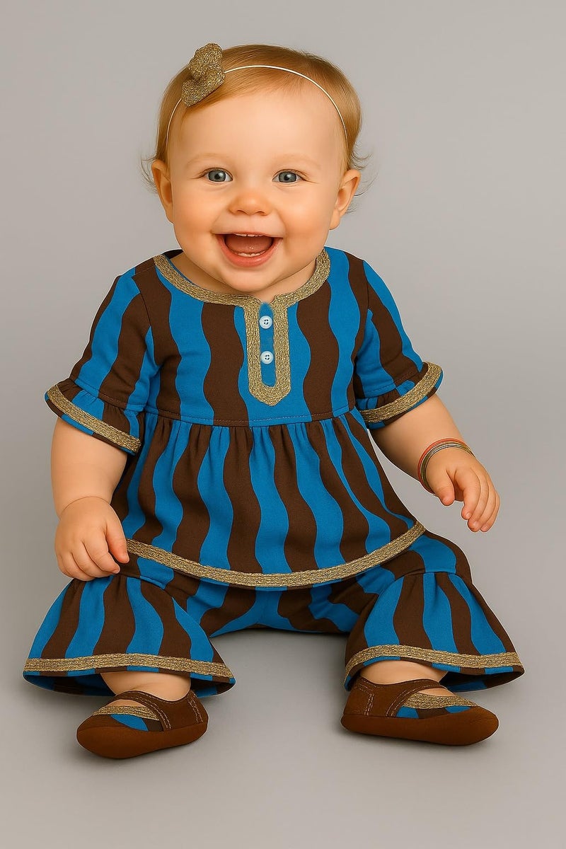 A.T.U.N. (ALL THINGS UBER NICE) Baby Girls Printed Kurti and Sharara Set | Stylish Clothing Set - Image 2