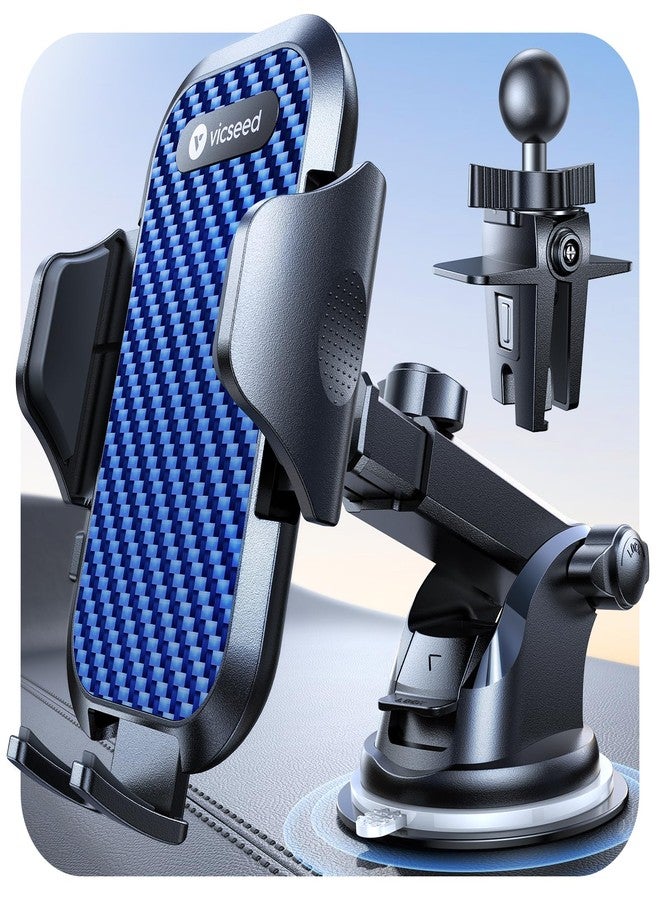 VICSEED Dark Blue Phone Holders for Your Car [Upgraded True Military-Grade Strongest Suction] Cell Phone Mount for Car Dashboard Windshield Vent Truck Boat Stand Adjustable for iPhone Android - Image 1