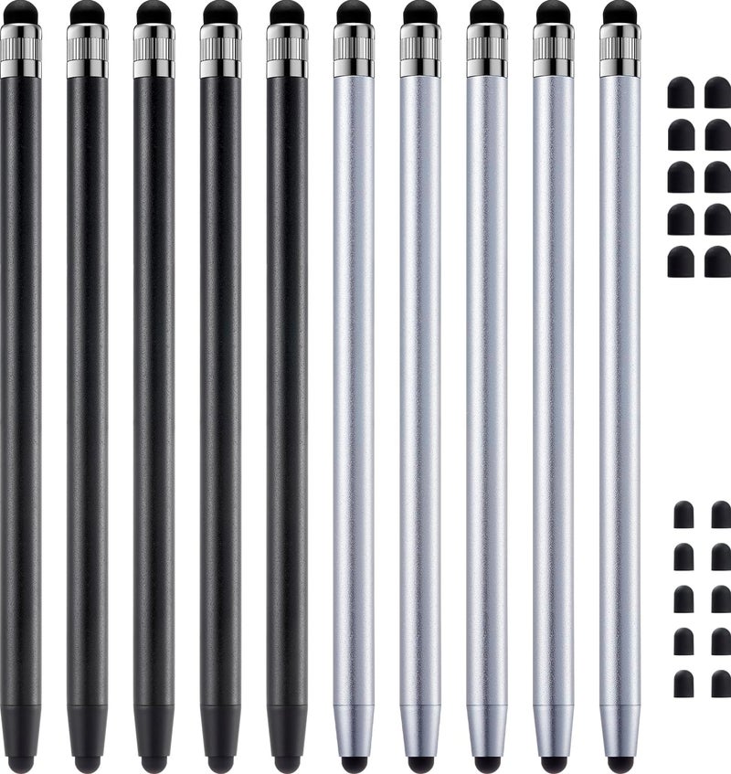 تشاو كيو قلم Stylus للشاشات التي تعمل باللمس، من ، 10 قطع عالية الحساسية والدقة، مناسبة لأجهزة iPad وiPhone وAndroid وجميع أنواع الشاشات التي تعمل باللمس (اللون أسود/فضي). - Image 1