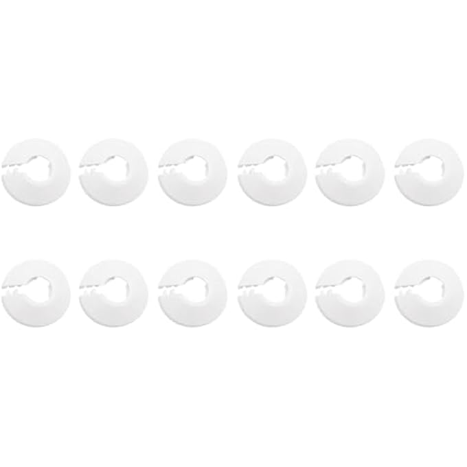 12 PCS 15MM PLASTIC PIPE COLLARS  DURABLE RADIATOR PIPE COVERS FOR A NEAT FINISH SNAP-ON WHITE PIPE SLEEVES DECORATIVE TRIM RINGS, IDEAL RADIATOR PIPE COVERS WHITE FOR HOME HEATING PIPEWORK - Image 2