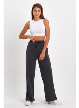 mmetalic Women's Seasonal Loose Wide Comfortable Anthracite Sweatpants with Side Pockets  - Image 1