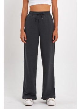mmetalic Women's Seasonal Loose Wide Comfortable Anthracite Sweatpants with Side Pockets  - Image 2