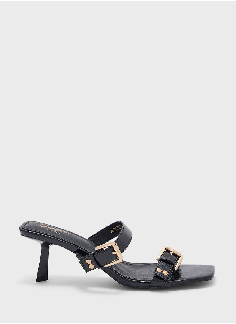 Ginger Double Strap Buckle Detail Heel Sandal  - Image 1
