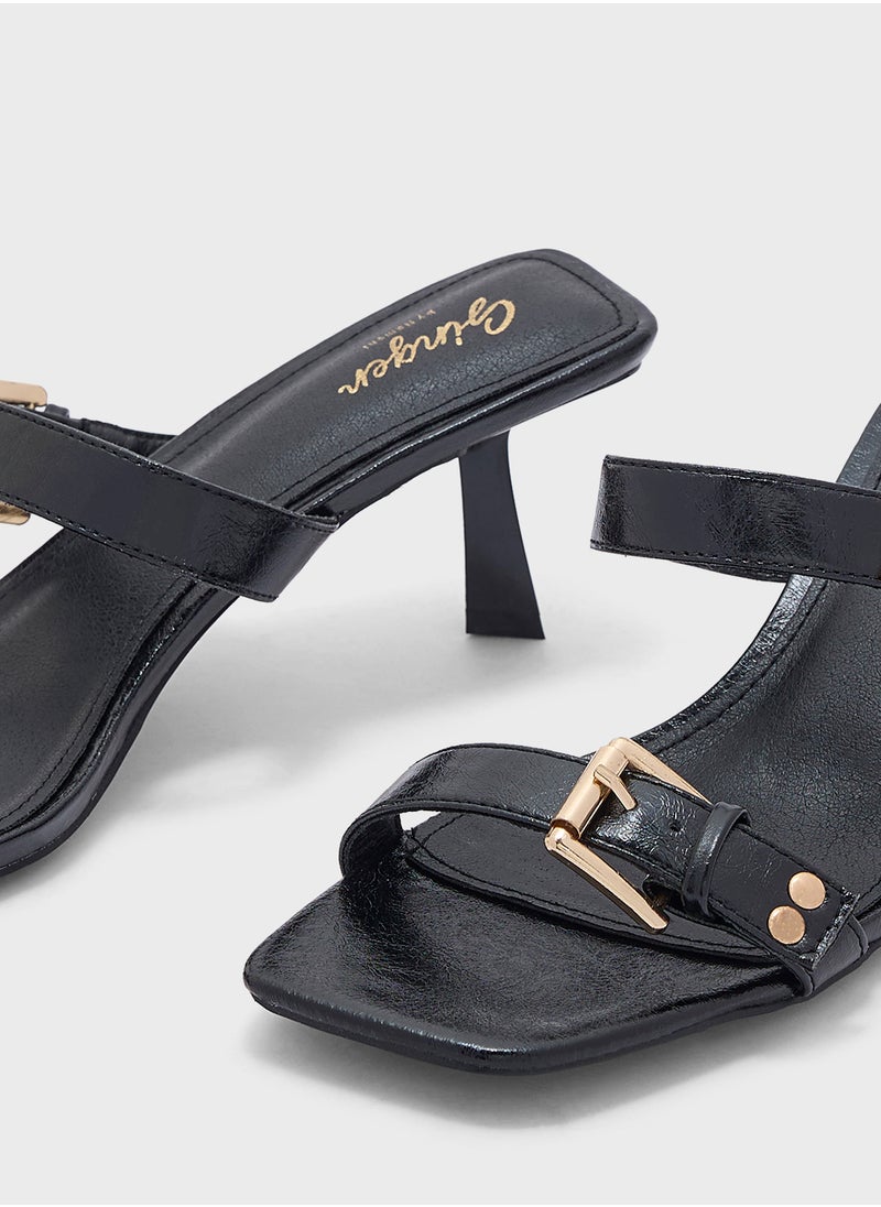 Ginger Double Strap Buckle Detail Heel Sandal  - Image 4