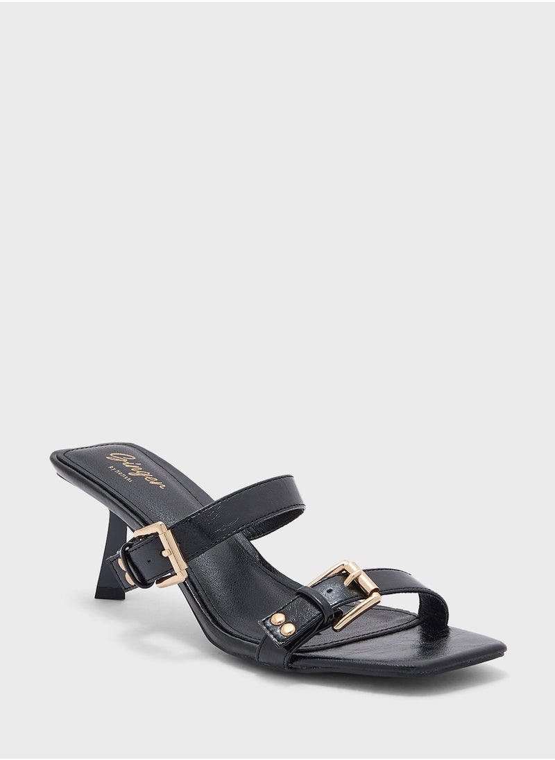 Ginger Double Strap Buckle Detail Heel Sandal  - Image 2