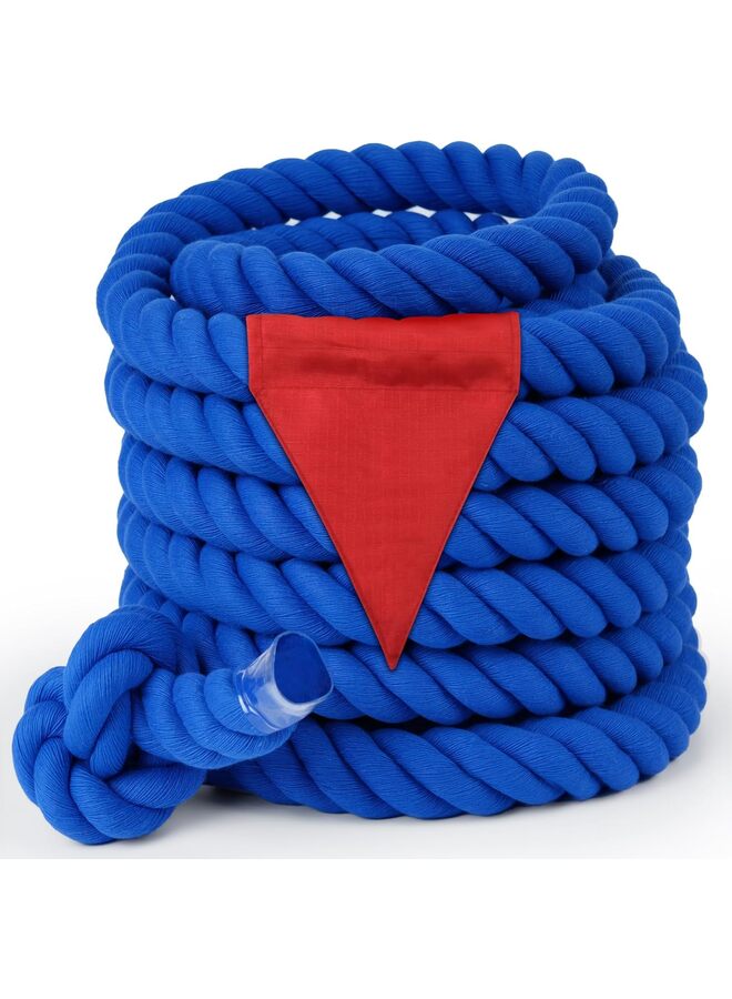 LAMAY Tug of War Rope with Flag for Students and Adults, Soft Cotton Battle Rope for Field Activities, Outdoor Camping Picnic Games, and Team Building Activities (Blue, 39.37ft) - Image 1