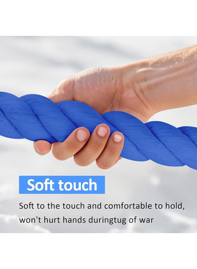 LAMAY Tug of War Rope with Flag for Students and Adults, Soft Cotton Battle Rope for Field Activities, Outdoor Camping Picnic Games, and Team Building Activities (Blue, 39.37ft) - Image 4
