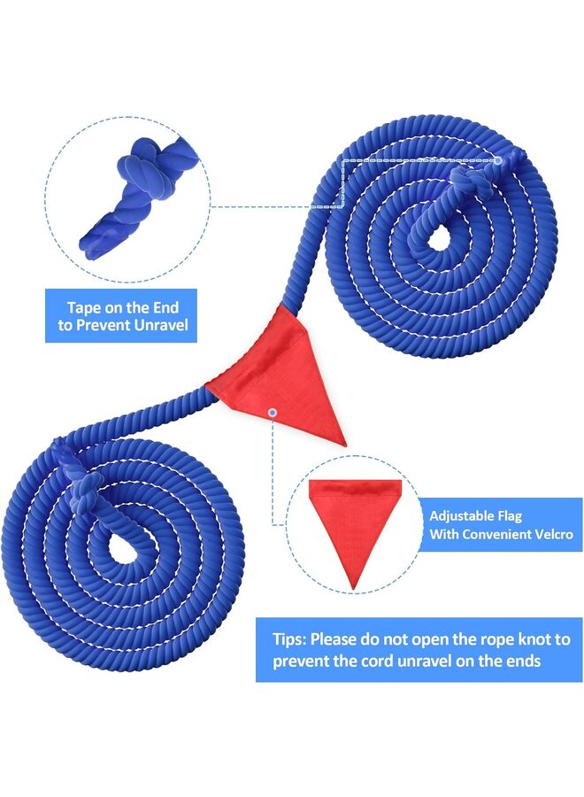 LAMAY Tug of War Rope with Flag for Students and Adults, Soft Cotton Battle Rope for Field Activities, Outdoor Camping Picnic Games, and Team Building Activities (Blue, 39.37ft) - Image 2